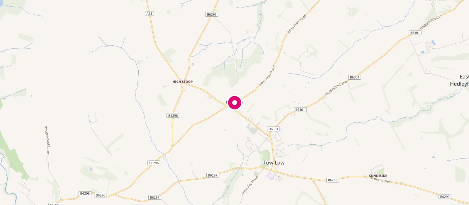 Map showing Inkerman, Tow Law in County Durham — Evenii's operational base